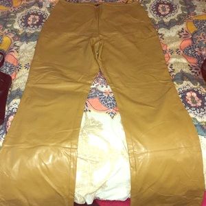 Faux leather beige tan pants